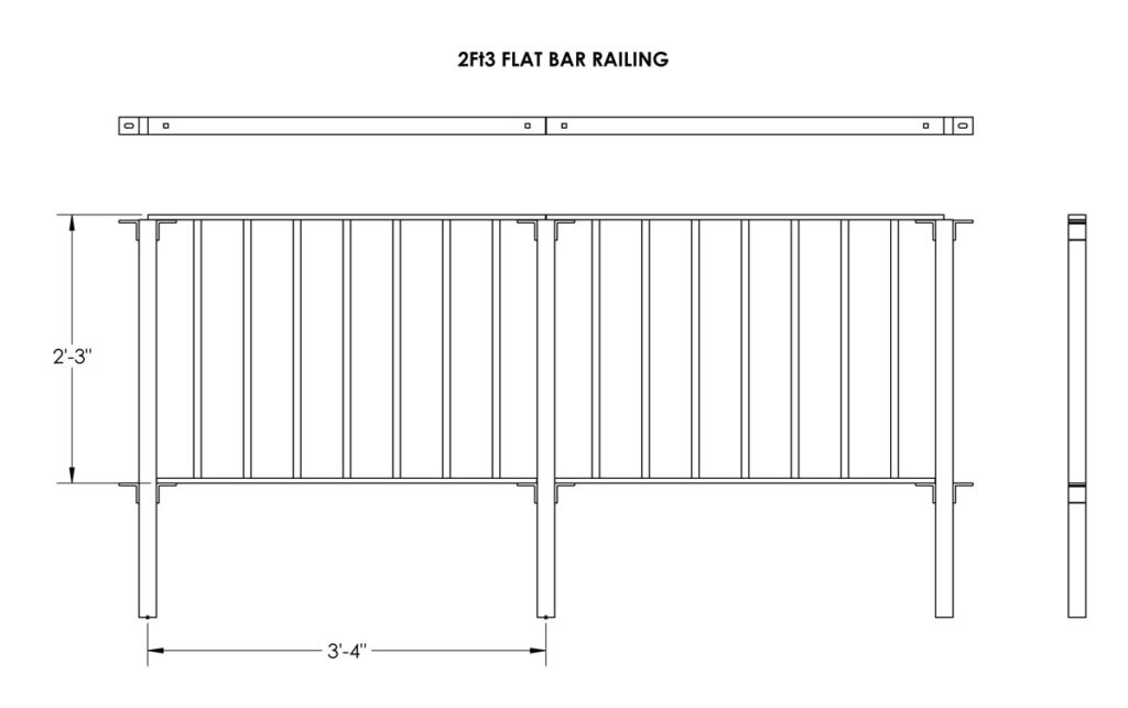 2 Ft 3 Flat Bar Railing