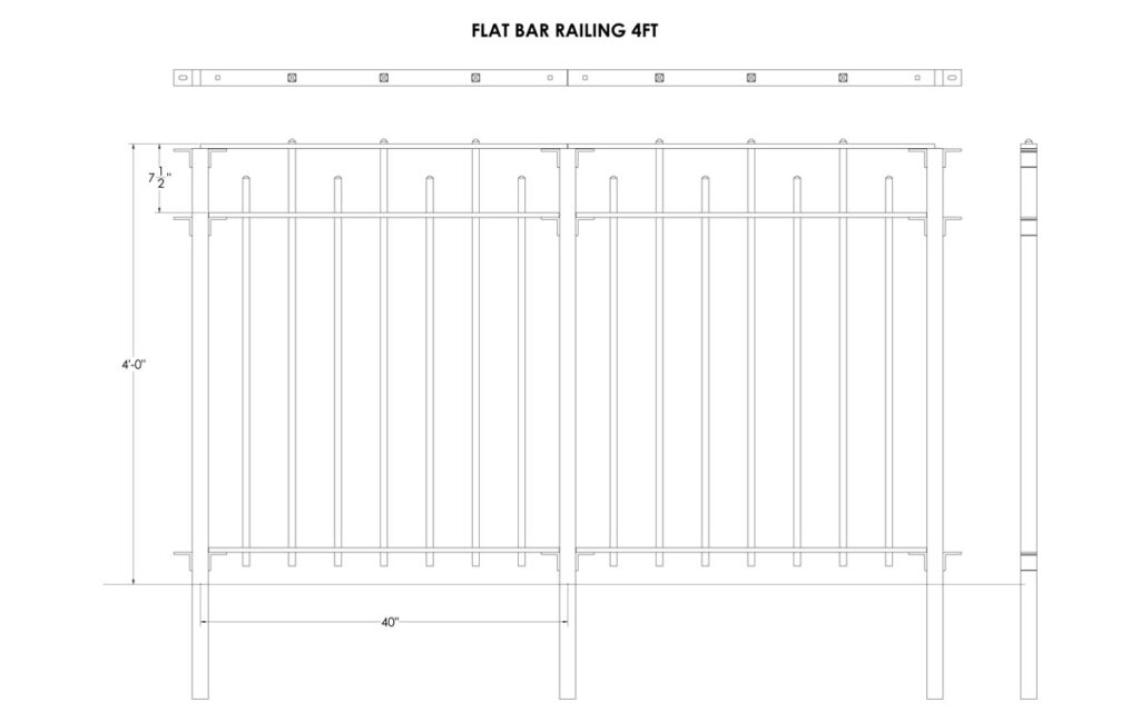 4 Foot Flat Bar Railing